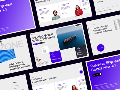 Horizone - Shipping Company Website Design animation bento branding business cargo company design enterprise graphic design logo modern shipment shipping studio ui uiux user experience design userinterface ux webdesign