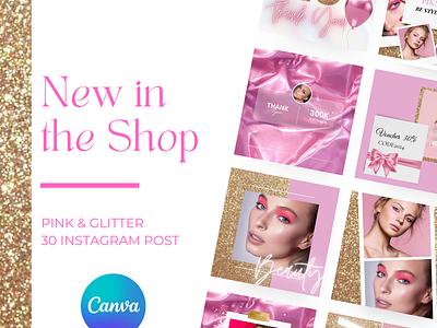 Pink & Glitter 30 Instagram Post canva glitter gold instagram intagram template pink tempalte
