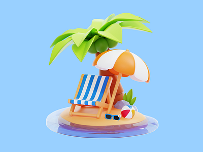 Beach 3D Icon 3d 3d beach 3d icon 3d summer 3d travel 3d vacation iconscout
