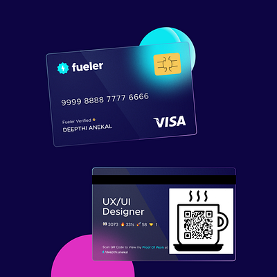 Fueler | Credit Card UI | Glassmorphism branding credit card graphic design interaction design qr scanner uiux visiting card