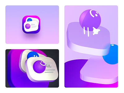 SF → [Icon] [Work Contacts] 3d app app icon blue icon purple smiley spline superfine ui