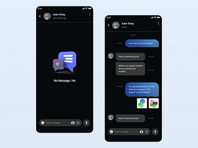 Messanger chat UI - Dark app chat designing graphic design messanger ui ux