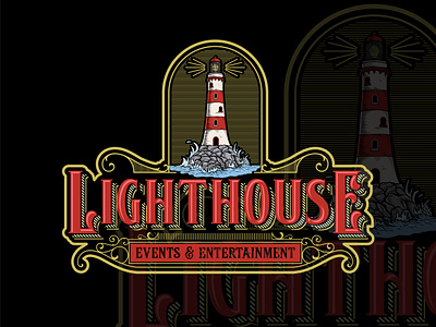 Lighthouse Events & Entertainment Logo badge logo branding design digital illustration drawing entertainment graphic design illustration lighthouse logo logo design logo illustration logo retro logo vintage vector