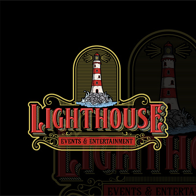 Lighthouse Events & Entertainment Logo badge logo branding design digital illustration drawing entertainment graphic design illustration lighthouse logo logo design logo illustration logo retro logo vintage vector