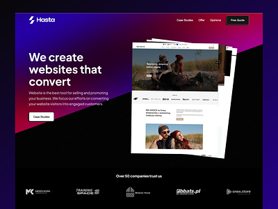 Hasta Studio - Web Design Agency Website agency gradient portfolio ux web design web design agency website
