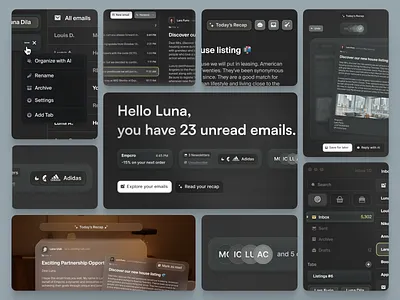 Email Inbox - Bento 🍱 bento bento grid dark mode design email inbox saas software ui ui ux