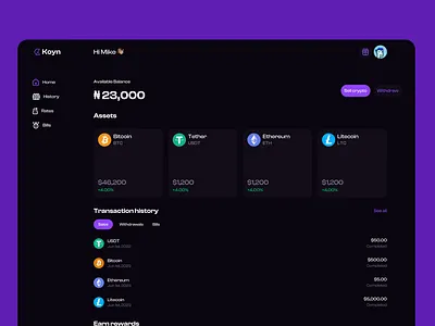 Crypto Dashboard animation crypto cryptocurency dashboard ui