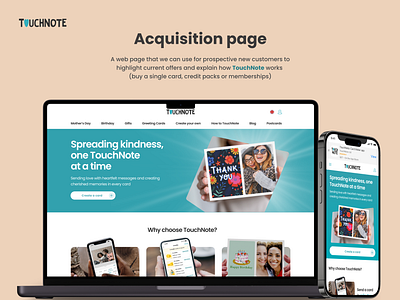 Acquisition page for web and mobile acquisition page ecomm landing page mobile responsive postcards greeting cards ui ui screen web page website page