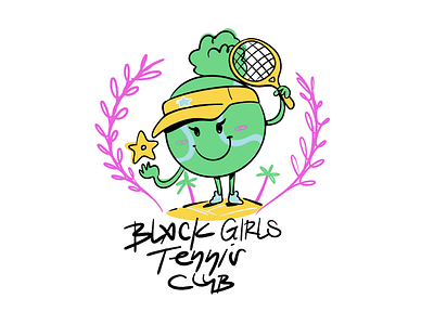 Black girls tennis club branding illustration logo