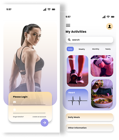 FORAL fitness app branding design fitness app ui