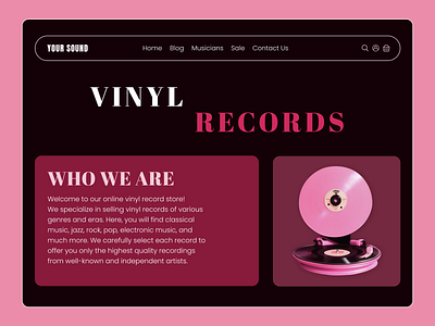 Vinyl Records Store Website Design branding graphic design typography uxui web design