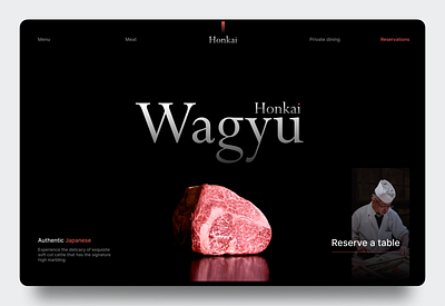Wagyu - Japanese landing page (6/365) 365 heroes cattle dining hero design landingpage meat restaurant wagyu