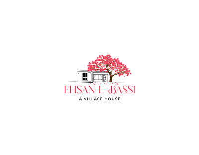 A Village House cultural house illustration maple tree resort logo traditional logo tree village house village house logo village logo