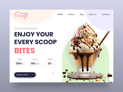 Landing Page - IceBar Scoop awesome cream ice icebar icecream landing landingpage scoop top trend trending ui ui design ux ux design web web design website