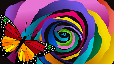 Rose and a Butterfly artwork butterfly colors design digital art digital illustration illustrations rose xd artwork