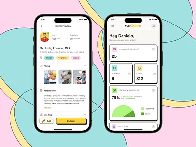 Osteopath | Mobile Apps design fun healthcare illustration mental health mobile app mobile graphics osteopath ui user interface ux