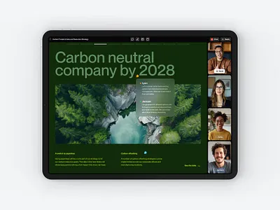 Collaborative Presentation Software app clean glass green minimal modern presentation product design software ui ux video call