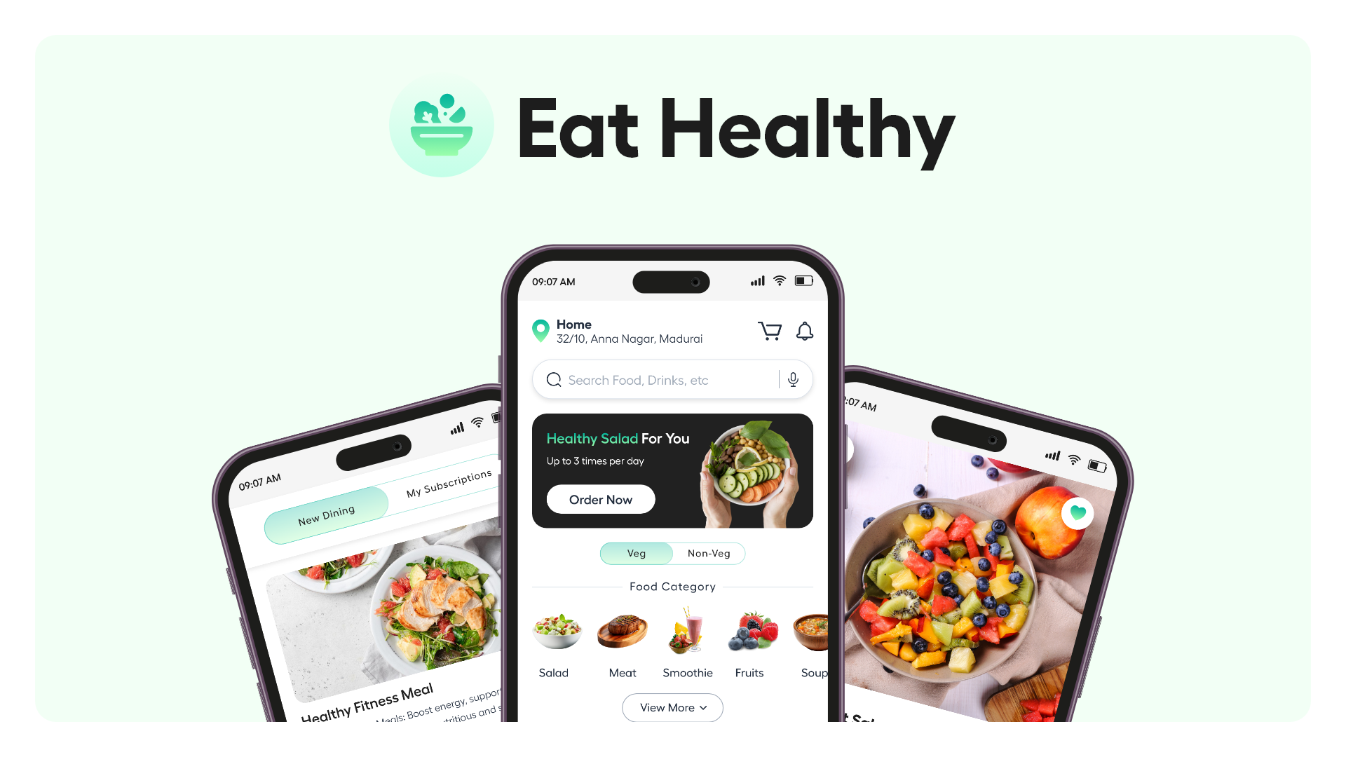 Eat Healthy - Nutrician Food Delivery Concept case study design food food app food delivery health mobile app mockup nutrition food order ui ux zomato