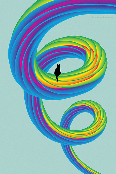 Mishka and rainbow stalk graphic design illustration vector