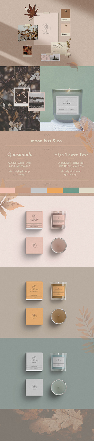 moon kiss & co. - fall candle line cute fall illustration modern nature packaging plant simple