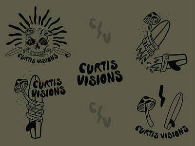 Curtis Visions beach coast coastal design florida funky design illustration logo mushrooms retro retro design shrooms skeleton skull surf surf skull surfboard surfshop