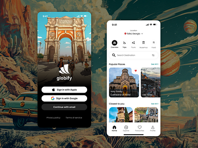 Globify - Travel Mobile App app app design mobile travel ui uiux ux