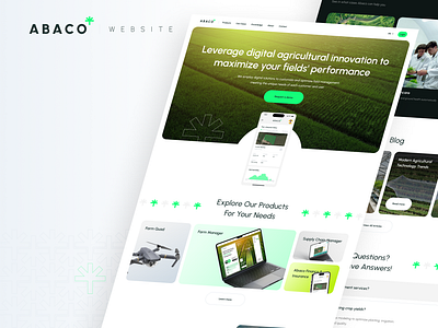 Abaco - Agritech Website agriculture branding farm farmer green interaction design landingpage logo logotype plant saas ui uiux ux visual identity webflow website