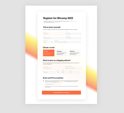 Bitcamp Registration Form branding graphic design ui