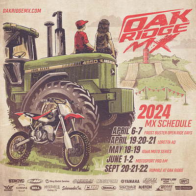 Oak Ridge 2024 flyer dirtbike graphic design illustration motocross tractor