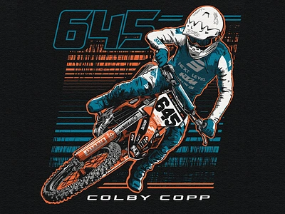 Colby Copp 645 tee branding dirtbike drawing graphic design illustration motocross screenprint