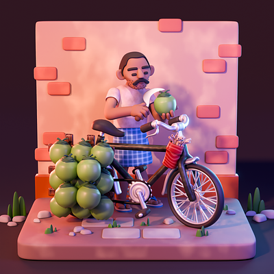 Flavours of Kolkata: Quenching Thirst at the Daab Wala's Haven 3d b3d blender3d illustration