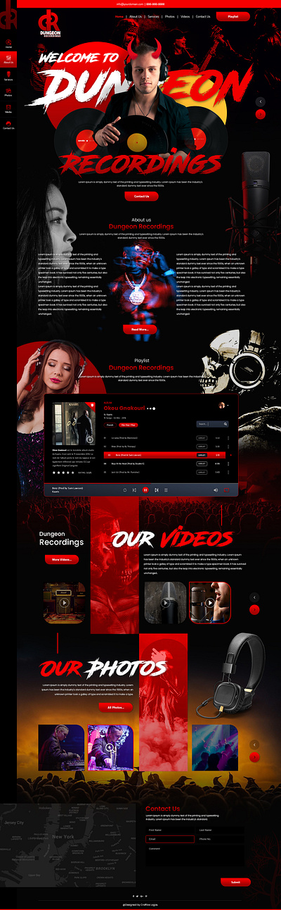 Web Design - Dungeon Recordings branding creative design graphic design landing page music web design ui ui design uiux design web design web layout
