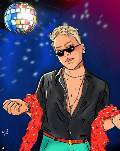 Disco Queen character club disco disco ball discoball gay illustration illustrator lgbtq party pop art portrait pride procreate retro sketch
