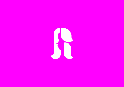 R + Woman branding design letter logo negative space r typography vector woman