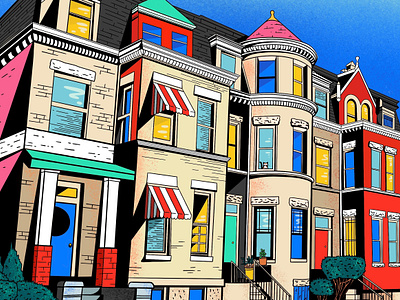 DC Rowhouse apartment dc flat illustration illustrator minimal photoshop pop procreate retro rowhome rowhouse texture vector illustration