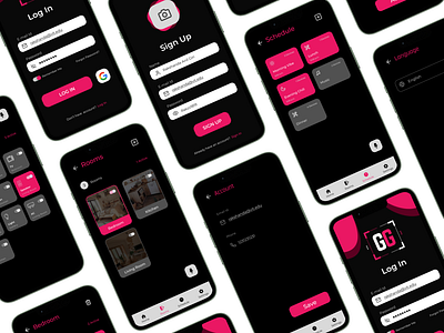 Intuitive UI Design for the Elderly-Friendly Smart House App accessiblity android app black pink complete design creative dark futuristic design glassmorphism home automation iot design login mobile application navbar neumorphism pink responsive signup smart home app technology techy ui