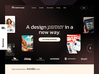 Rockmuse.co - nominated on Awwwards agency animation awwwards clean creative hero landing page layout mobile parallax portfolio price section service style top ui ux web web design