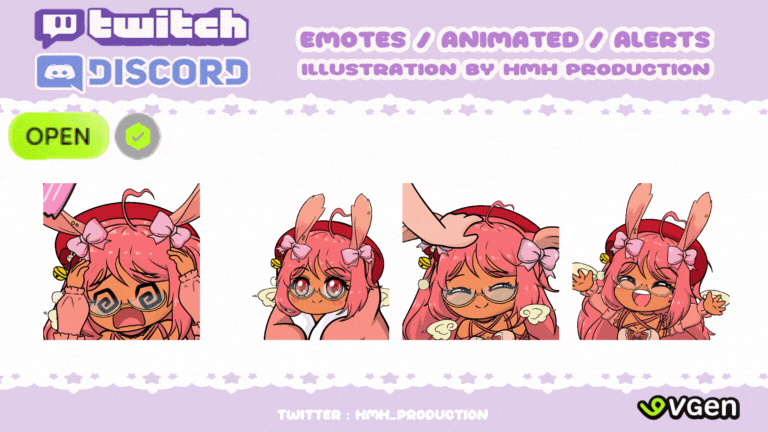 animated emotes bunny pink commissions art