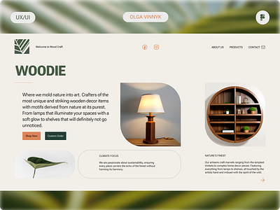 Wood Decor Design Page: Nature's Touch in Your Space. branding composition landing page ui ui kit user interface uxui web design wood decor wood design