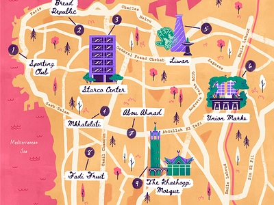 Illustrative Maps art city colorful country design guide illustration illustrative map locations map spot streets