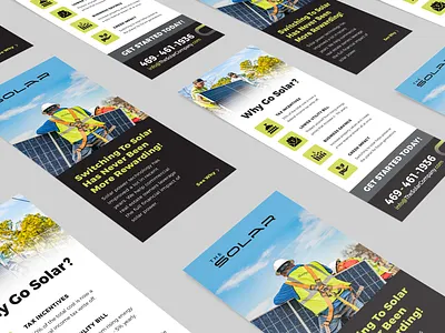 Rack Card - The Solar Company flyer graphic design green handout layout design leave behind lime green post card print marketing rack card solar solar power
