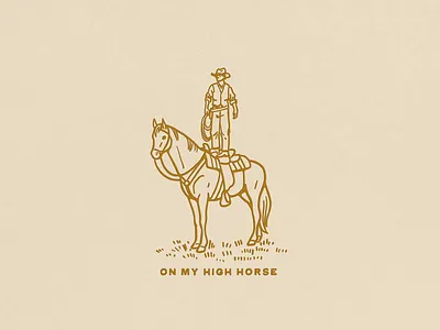 On My High Horse cowboy horse illustration sketch texas western