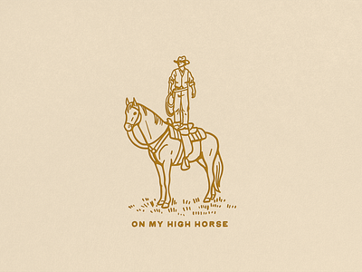 On My High Horse cowboy horse illustration sketch texas western