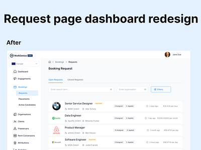 Booking request page redesign booking com dashboard enterprise redesign saas webdesign