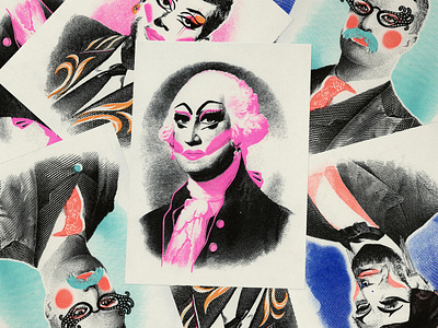 Founding Mothers of America drag drag queen george washington illustration jfk lincoln offset print riso risograph roosevelt trixie mattel