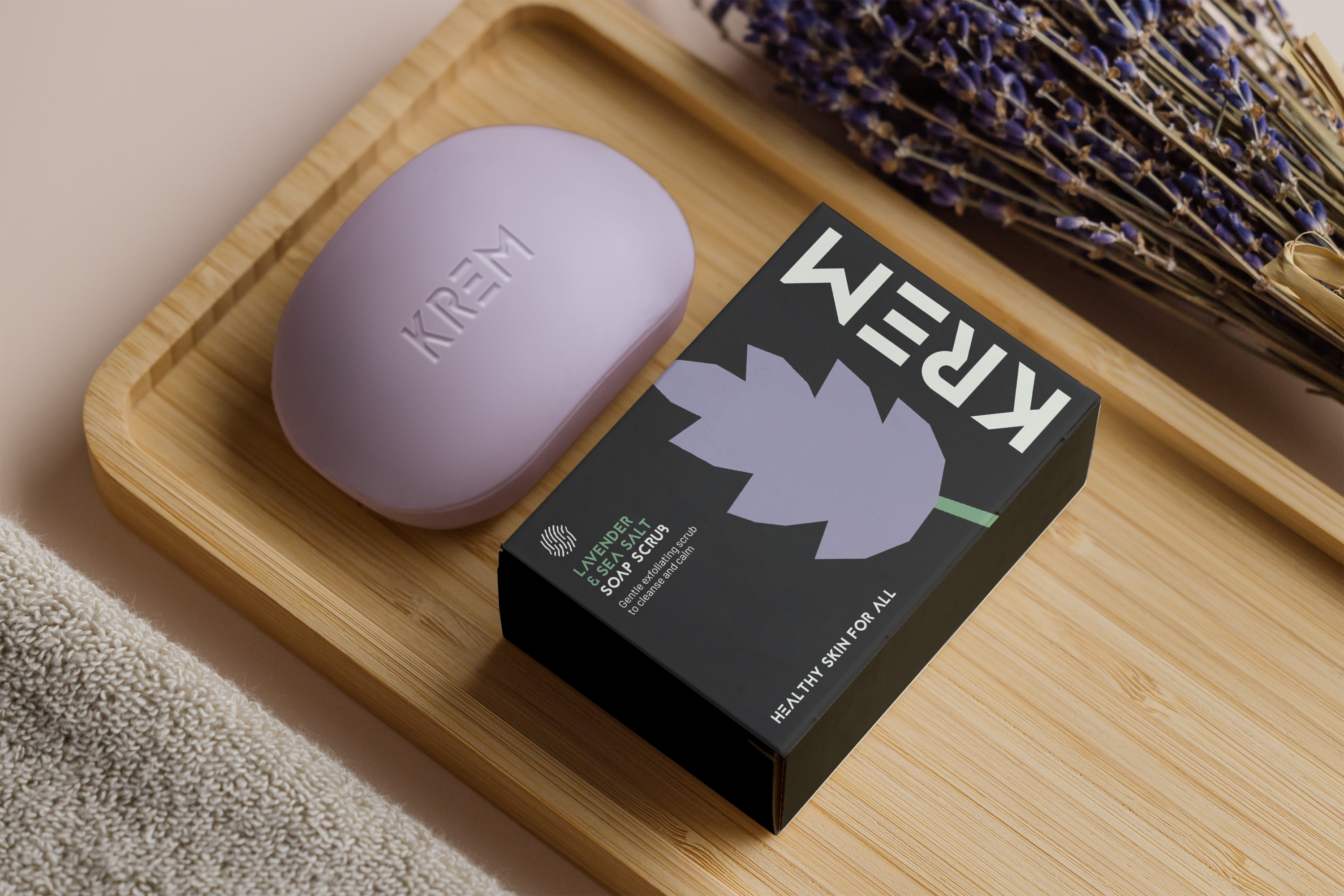 Krem Skincare bold brand brand identity branding clean design graphic design illustration logo logotype packaging skincare soap