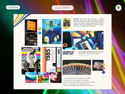 Moodboard for Music App 80 90s artboard design inception inspiration moodboard music app style tone of voice ui uxui design visual design