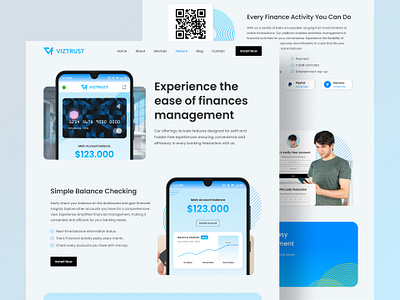 Viztrust - Features page for Banking Digital 2024 bank app banking banking app desktop digital banking features page figma community finance fintect landing page web