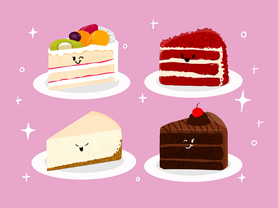 Slice Cake Family cake cake illustration clipaft cute design food illustration graphic design icon illustration set kawaii illustration slice cake