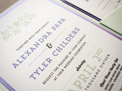 Whimsical Invitation Suite for Alexandra & Tyler, 2016 branding collateral event branding graphic design invitations letterset print print design print layout stationery wedding wedding design wedding invitations weddings